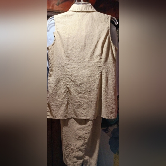 NWOT Connection 18 2pc Linen Sleeveless Button down & Crop pants Sz L juniors - Picture 2 of 16